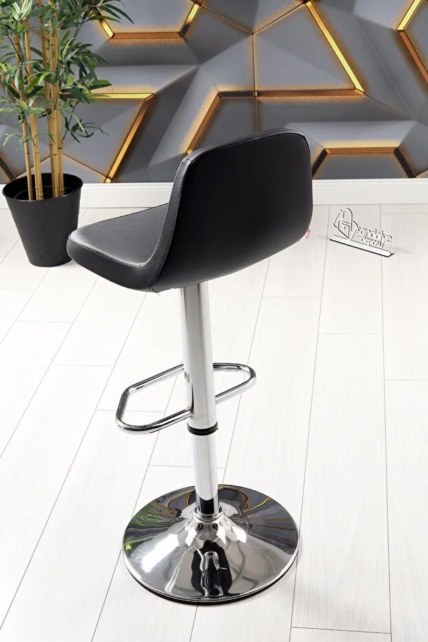 Gabriel Bar Sandalyesi (Siyah Deri)